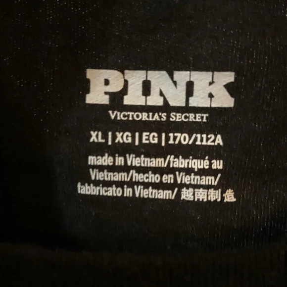 PINK Victoria's Secret Black Tee with Cream Logo - Picture 3 of 4